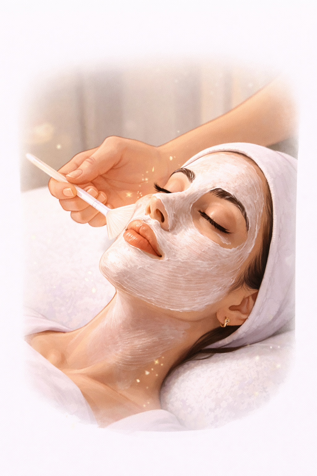 Rutina sencilla. mujer aplicando mascarilla facial hidratante