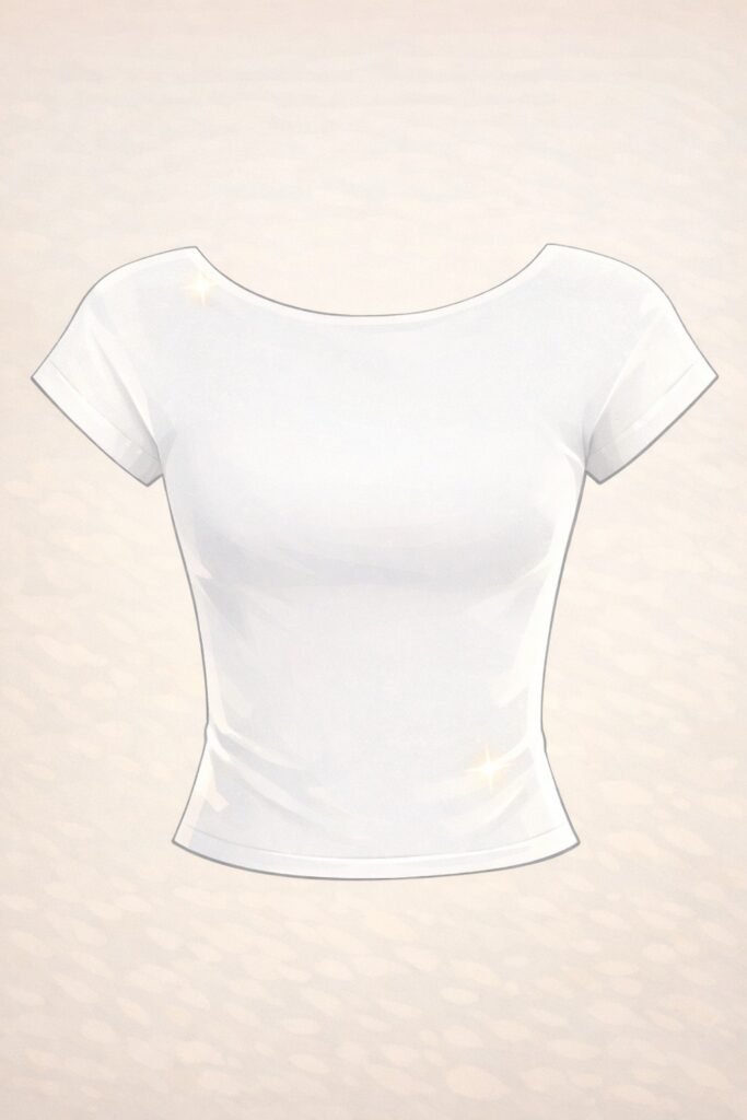 Outfits. Playera blanca básica de manga corta con cuello redondo.