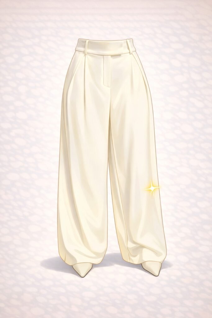 Outfits. Pantalón beige de tiro alto con corte amplio tipo palazzo y caída fluida. Ideal para outfits elegantes, looks minimalistas y combinaciones versátiles que aportan estilo y comodidad.