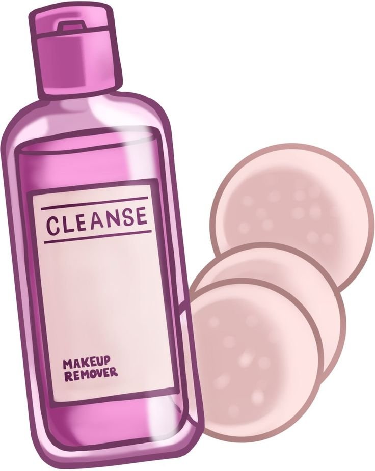 Ilustración de desmaquillante facial con algodón para limpiar el rostro.