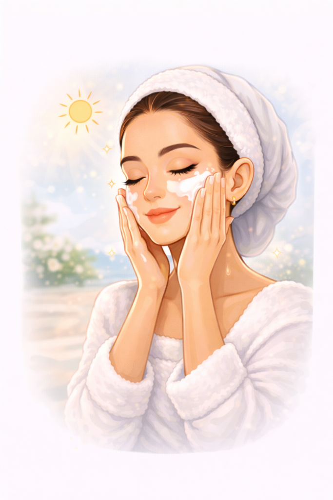 Rutina sencilla. mujer aplicando crema facial hidratante