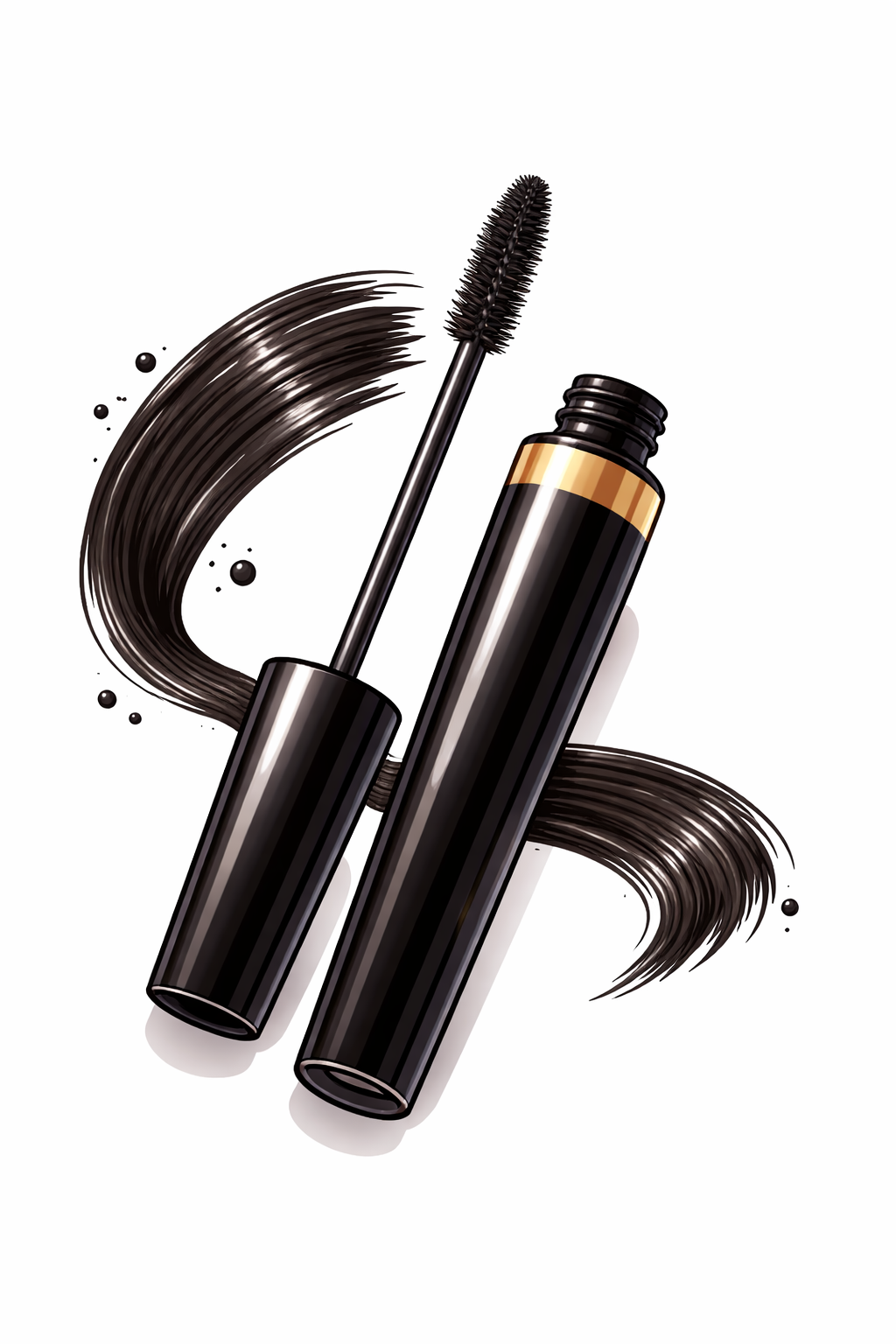 Básicos para maquillaje Máscara de pestañas negra con cepillo aplicador.