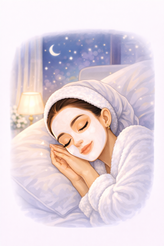 Rutina sencilla. mujer durmiendo para la regeneración natural de la piel