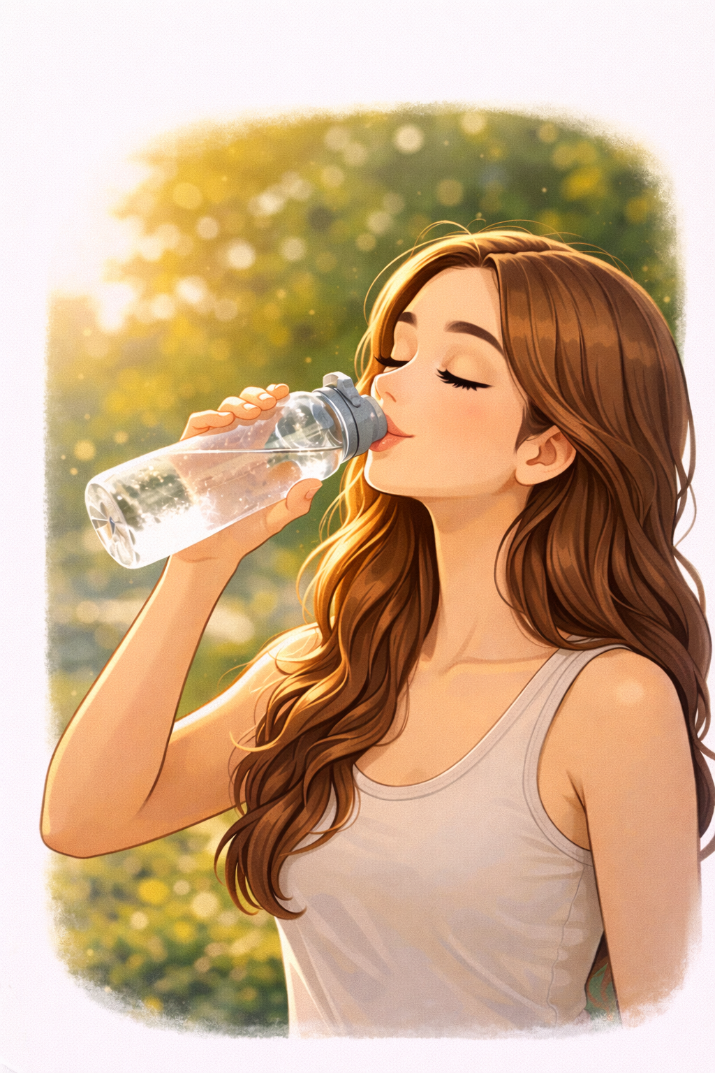 Hábitos para una mejor piel. mujer bebiendo agua para mantener la piel hidratada